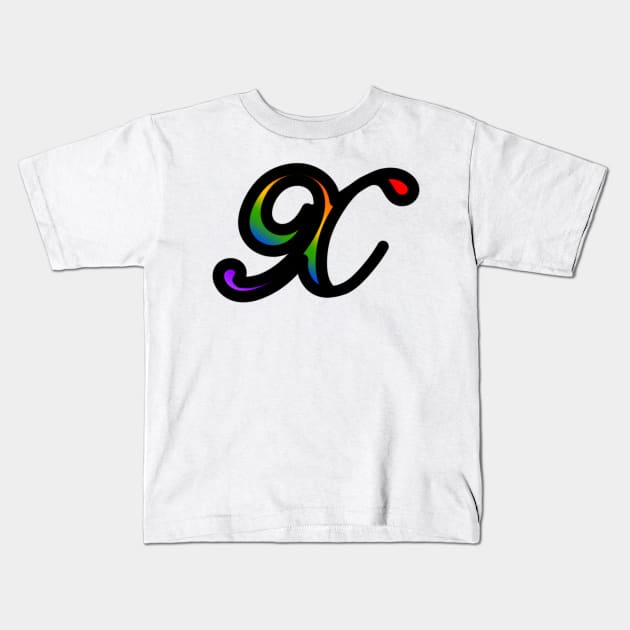 Rainbow Cursive Letter X Kids T-Shirt by JennaBunnies